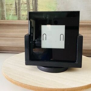 Picture Frame Coasters Set Of 4 W/Swivel Holder Black Glass Metal Stand Modern